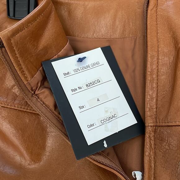 NWT Trek New York  Cognac Brown Genuine Leather Pencil Mini Cocktail Skirt 4 - Picture 3 of 8